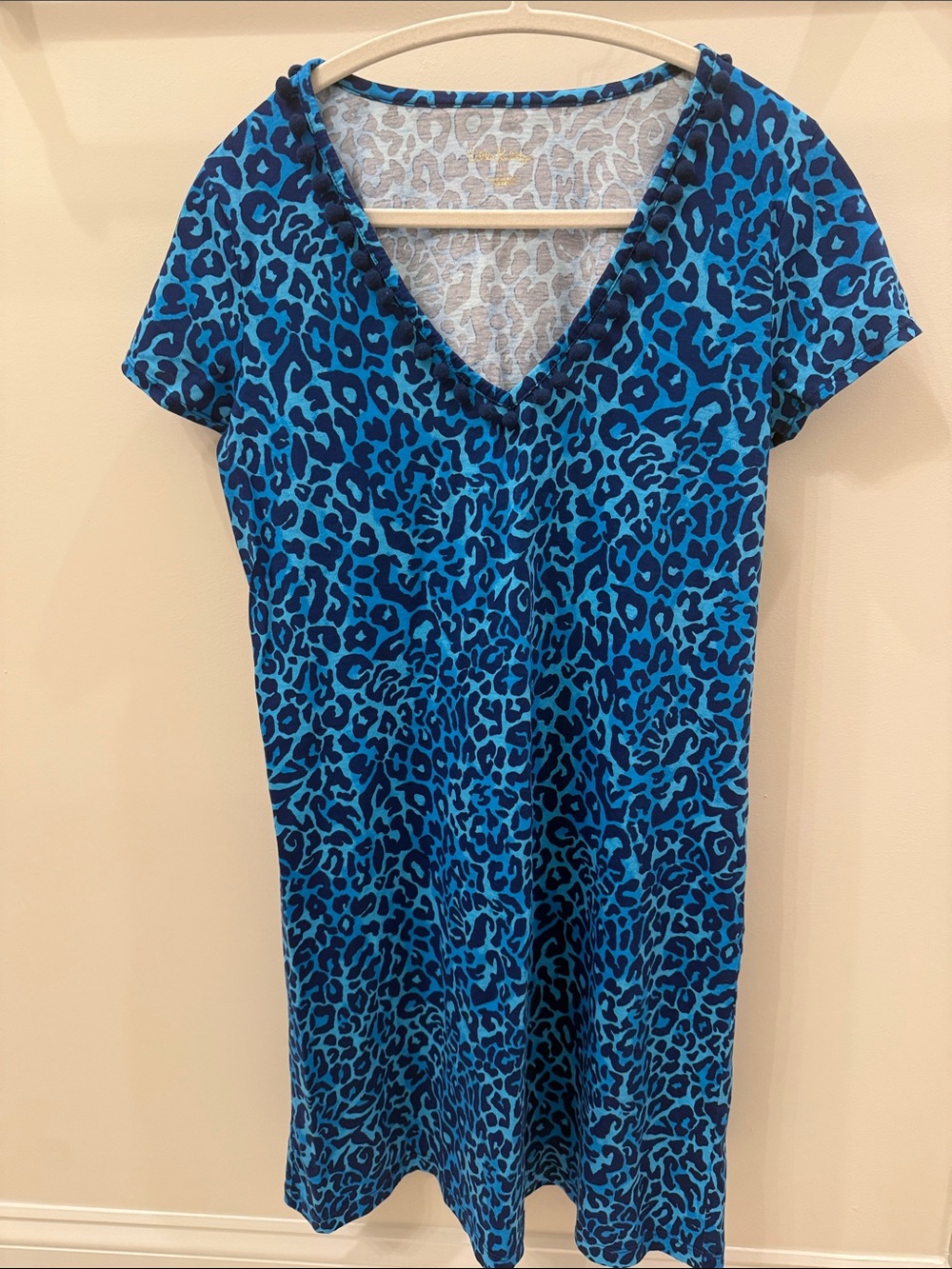 Lilly Pulitzer Blue and Black Leopard Print V-Neck Dress